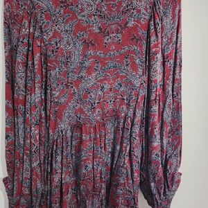 Lucky Brand Red and Black Paisley Top